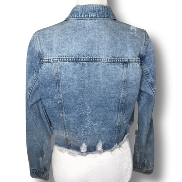 HIGHWAY PREMIUM DENIM JEANS Distressed Crop Jean Jacket - Picture 3 of 7